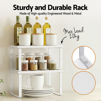 Cefito Kitchen Storage Shelves Rack Cupboard Cabinet Organiser Set of 2 - Image 4