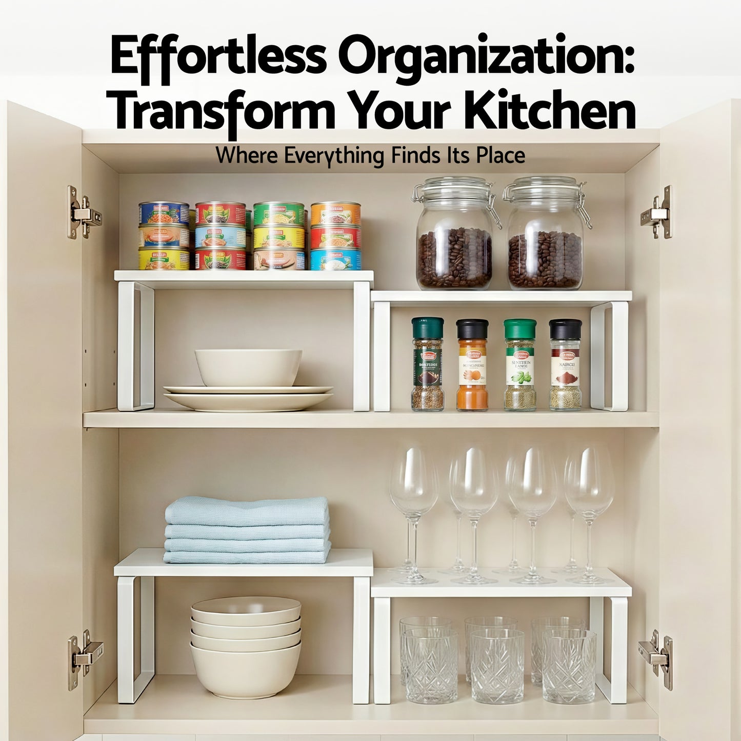 Cefito Kitchen Storage Shelves Rack Cupboard Cabinet Organiser Set of 2 - Image 5