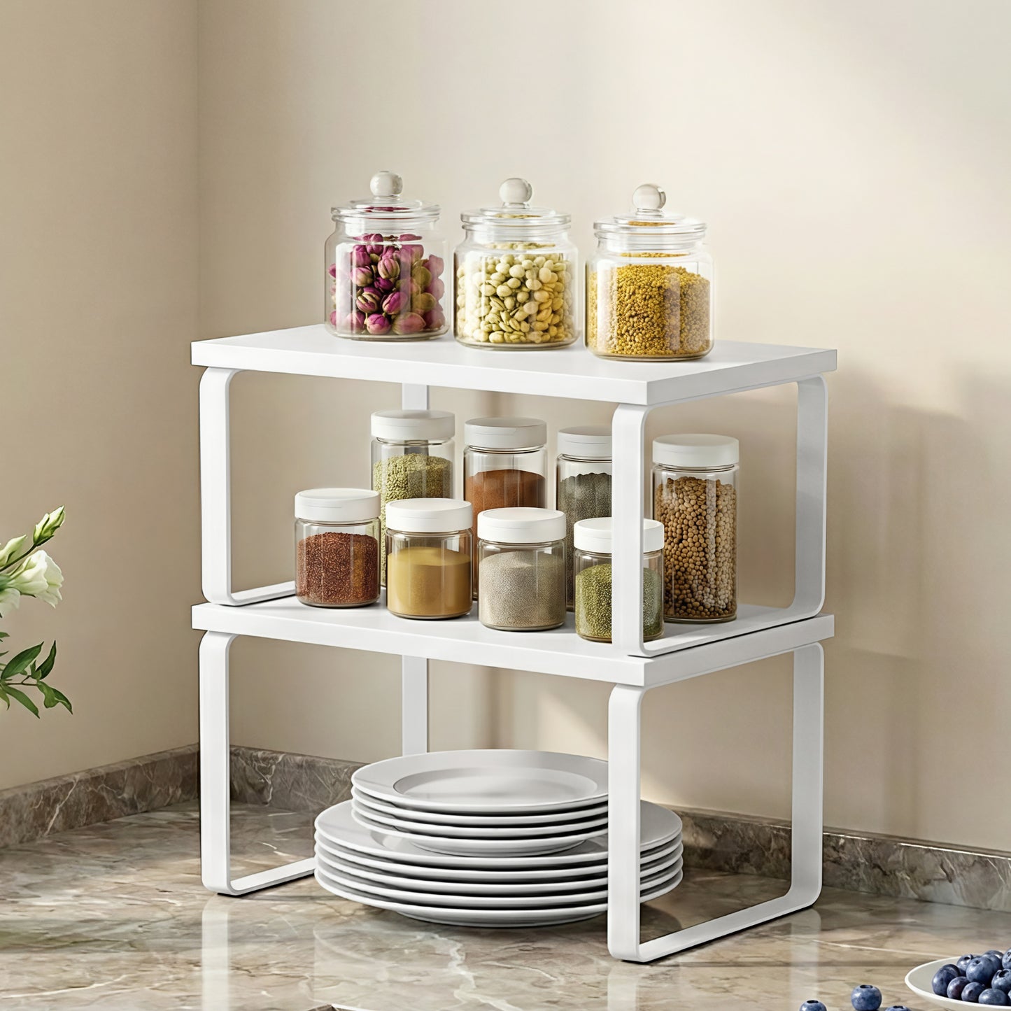 Cefito Kitchen Storage Shelves Rack Cupboard Cabinet Organiser Set of 2 - Image 9