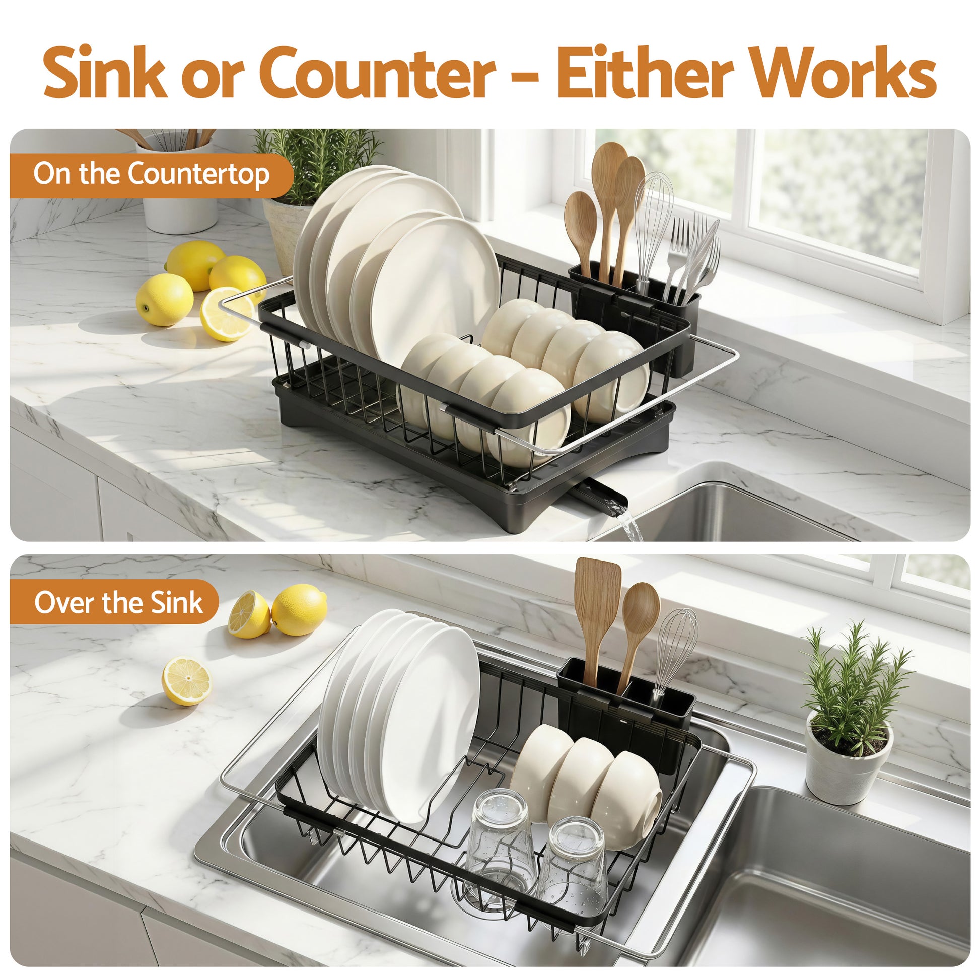 Cefito Dish Drying Rack for Kitchen Storage Organisation Kitchen Sink Organiser Dish Drainer - Image 8