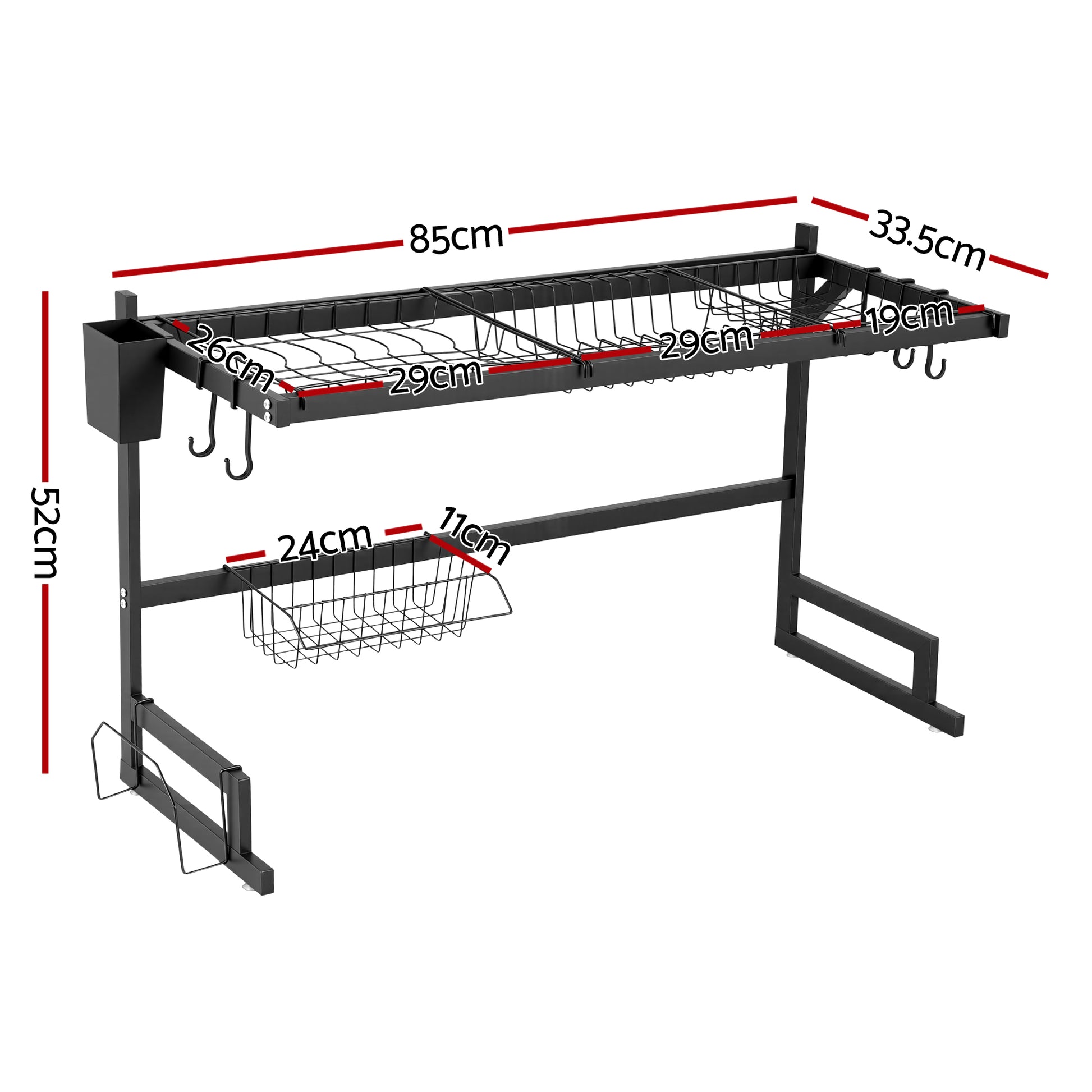 Cefito Dish Drying Rack for Kitchen Storage Organisation Kitchen Sink Organiser Dish Drainer - Image 2