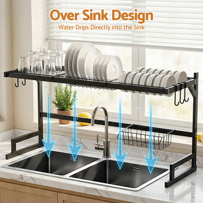 Cefito Dish Drying Rack for Kitchen Storage Organisation Kitchen Sink Organiser Dish Drainer - Image 6