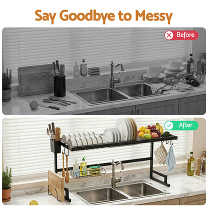 Cefito Dish Drying Rack for Kitchen Storage Organisation Kitchen Sink Organiser Dish Drainer - Image 8