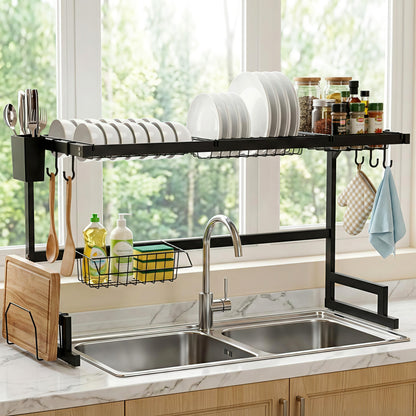 Cefito Dish Drying Rack for Kitchen Storage Organisation Kitchen Sink Organiser Dish Drainer - Image 9