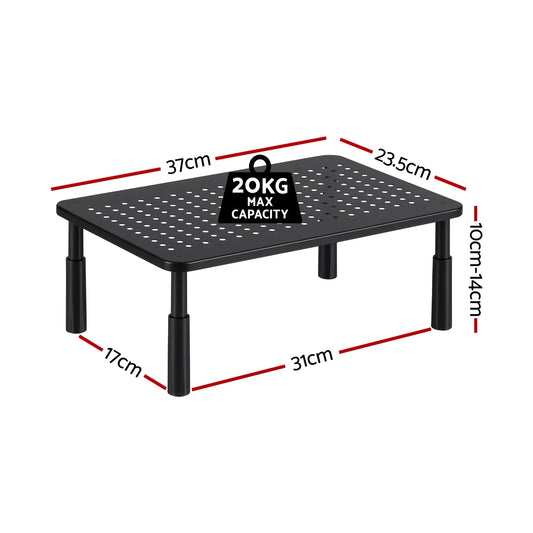 Artiss Monitor Stand Adjustable Riser For Computer Monitor And Laptop 3 Height Desk Organizer Black - Image 2