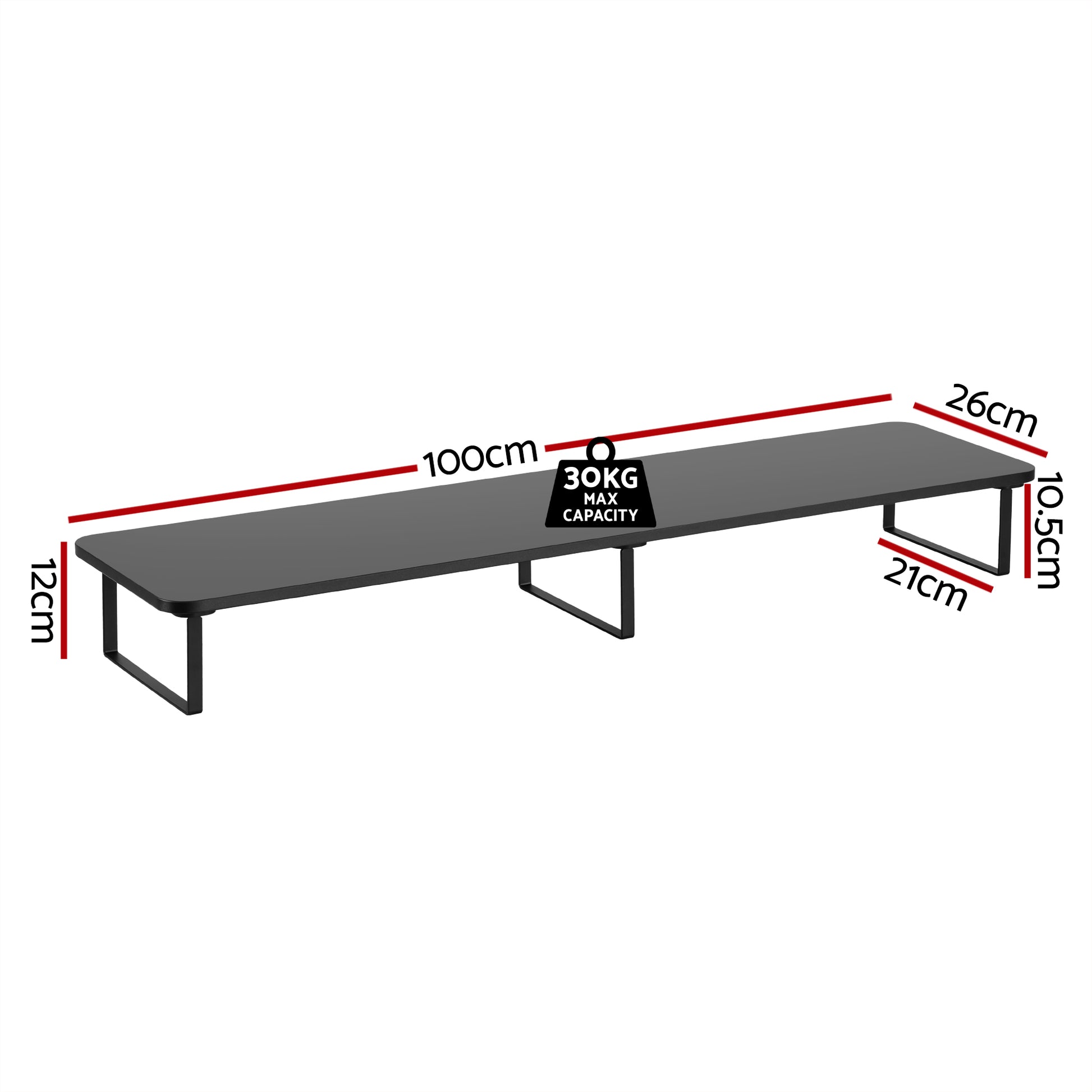Artiss Dual Monitor Stand 100cm Riser Large Laptop Stand Desk Organiser Black - Image 2