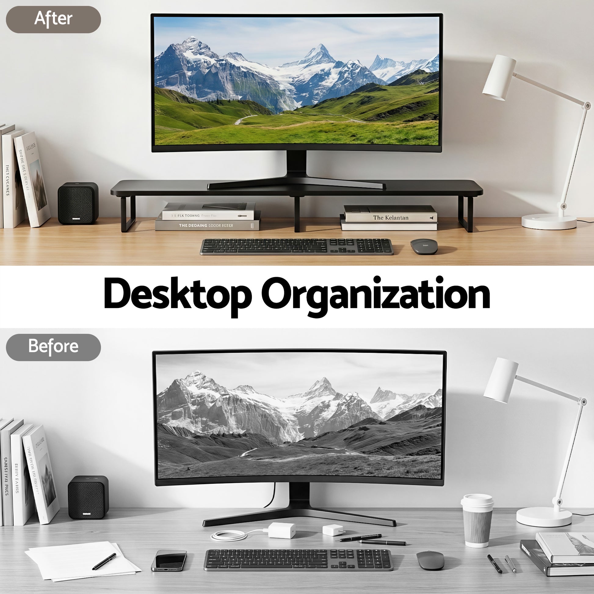 Artiss Dual Monitor Stand 100cm Riser Large Laptop Stand Desk Organiser Black - Image 5