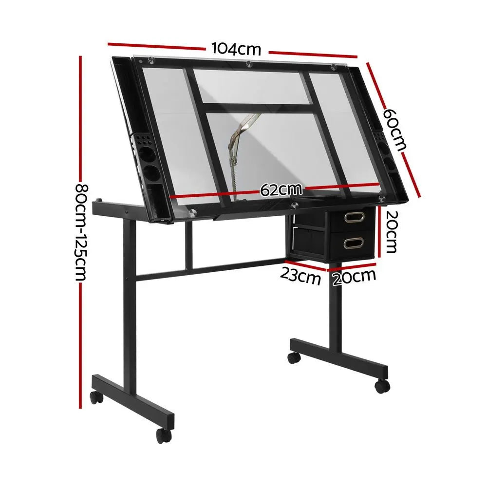 Artiss Drawing Desk Drafting Table Black - Image 2