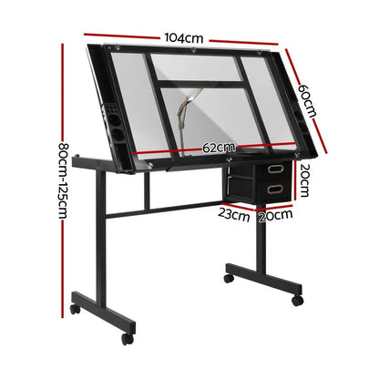 Artiss Drawing Desk Drafting Table Black - Image 2