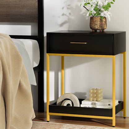 Artiss Bedside Table Drawers Side Table Shelf Storage Nightstand Black MASON - Image 5