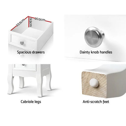 Artiss Bedside Table 2 Drawers - BISSET White - Image 4