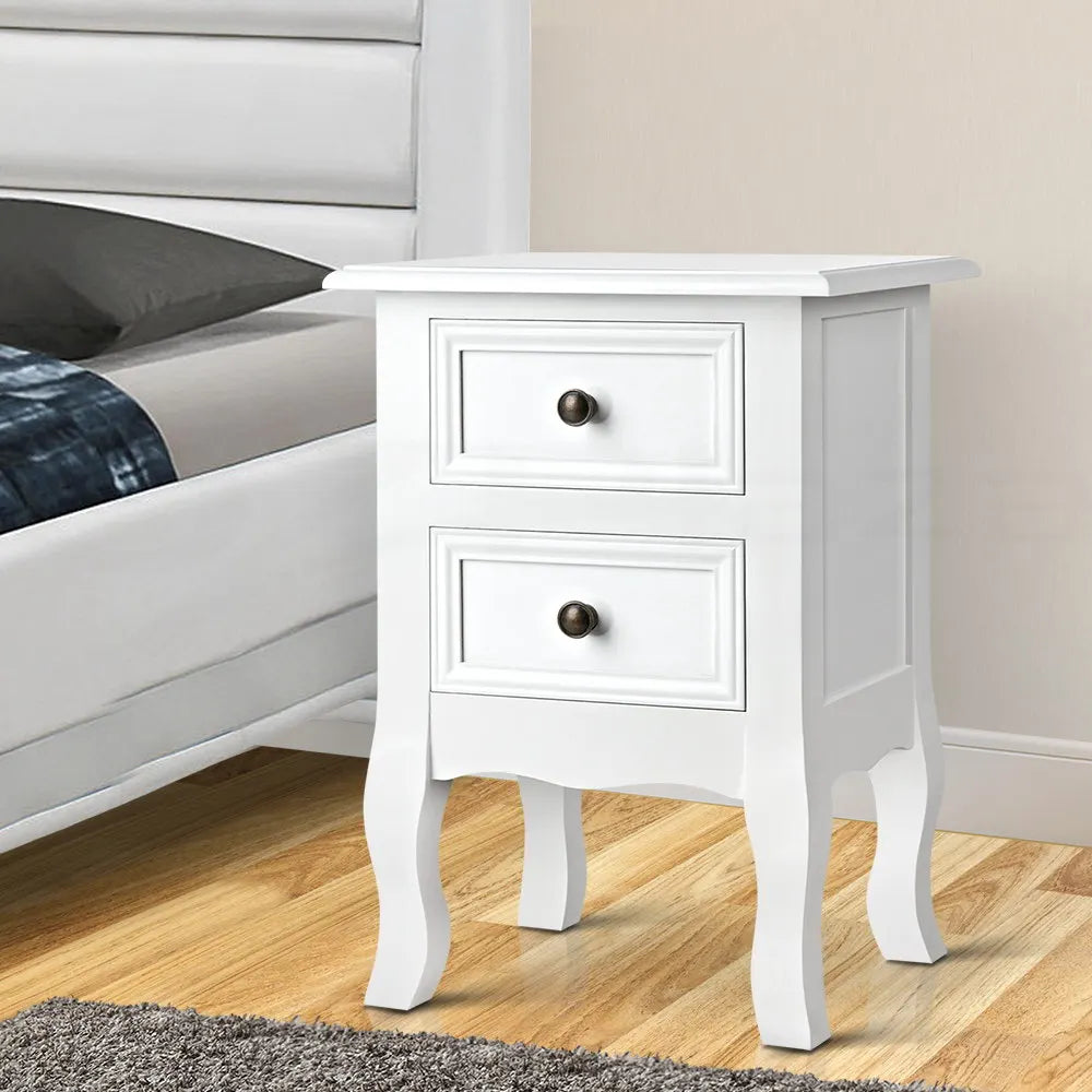 Artiss Bedside Table 2 Drawers - BISSET White - Image 7