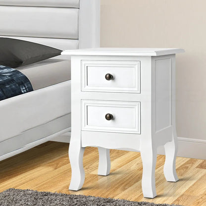 Artiss Bedside Table 2 Drawers - BISSET White - Image 7