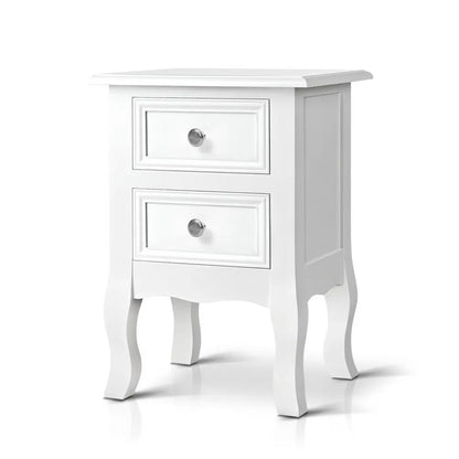 Artiss Bedside Table 2 Drawers - BISSET White - Image 8
