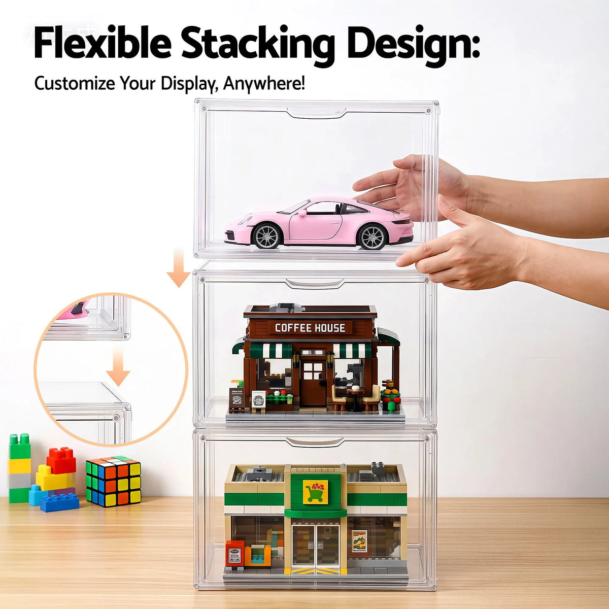 Artiss Clear Acrylic Display Case 3 Pack Toy Storage Box - Image 4
