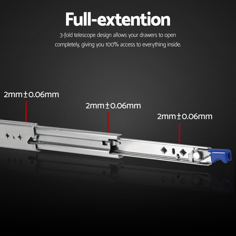 Giantz 2x Drawer Slides Heavy Duty Full Extension Locking 600-1200mm Length - Image 5