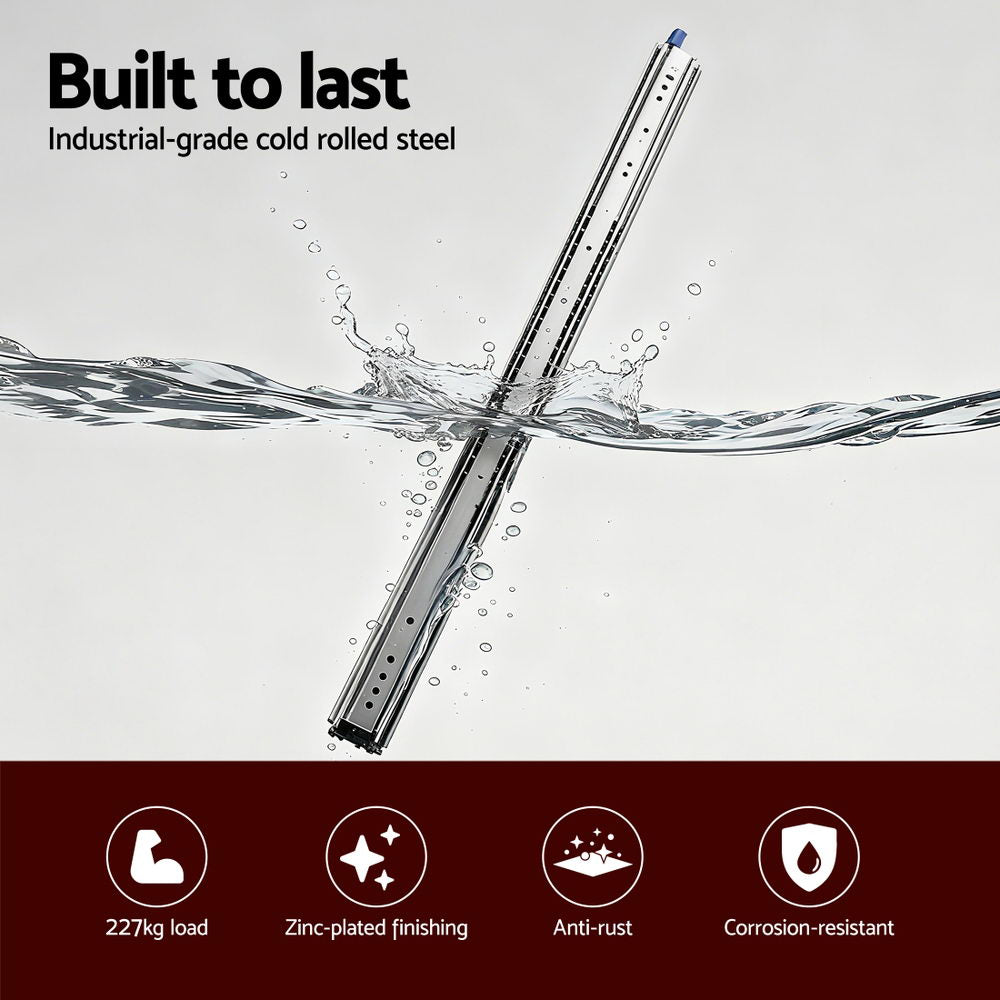 Giantz 2x Drawer Slides Full Extension Locking 227kg 914-1829mm Length - Image 4