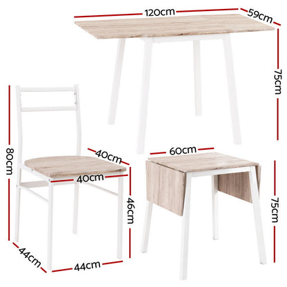 Artiss Dining Table and Chairs Set 5pcs Foldable Kitchen Furniture Natural White - Image 2