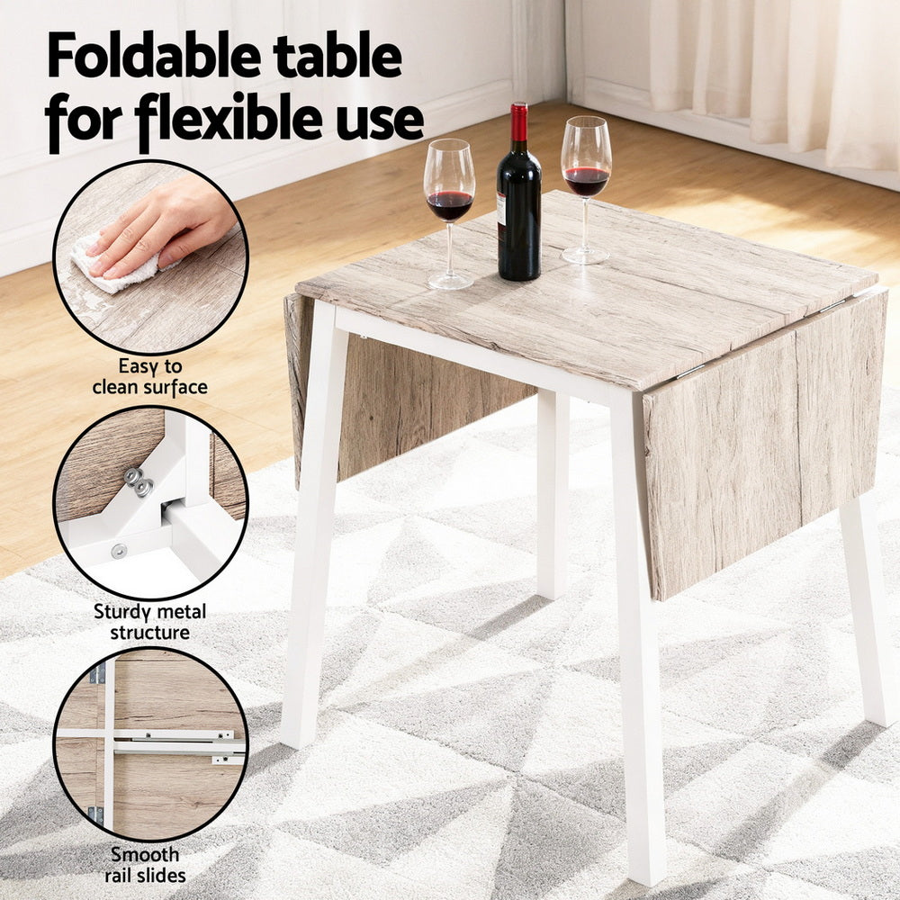 Artiss Dining Table and Chairs Set 5pcs Foldable Kitchen Furniture Natural White - Image 6