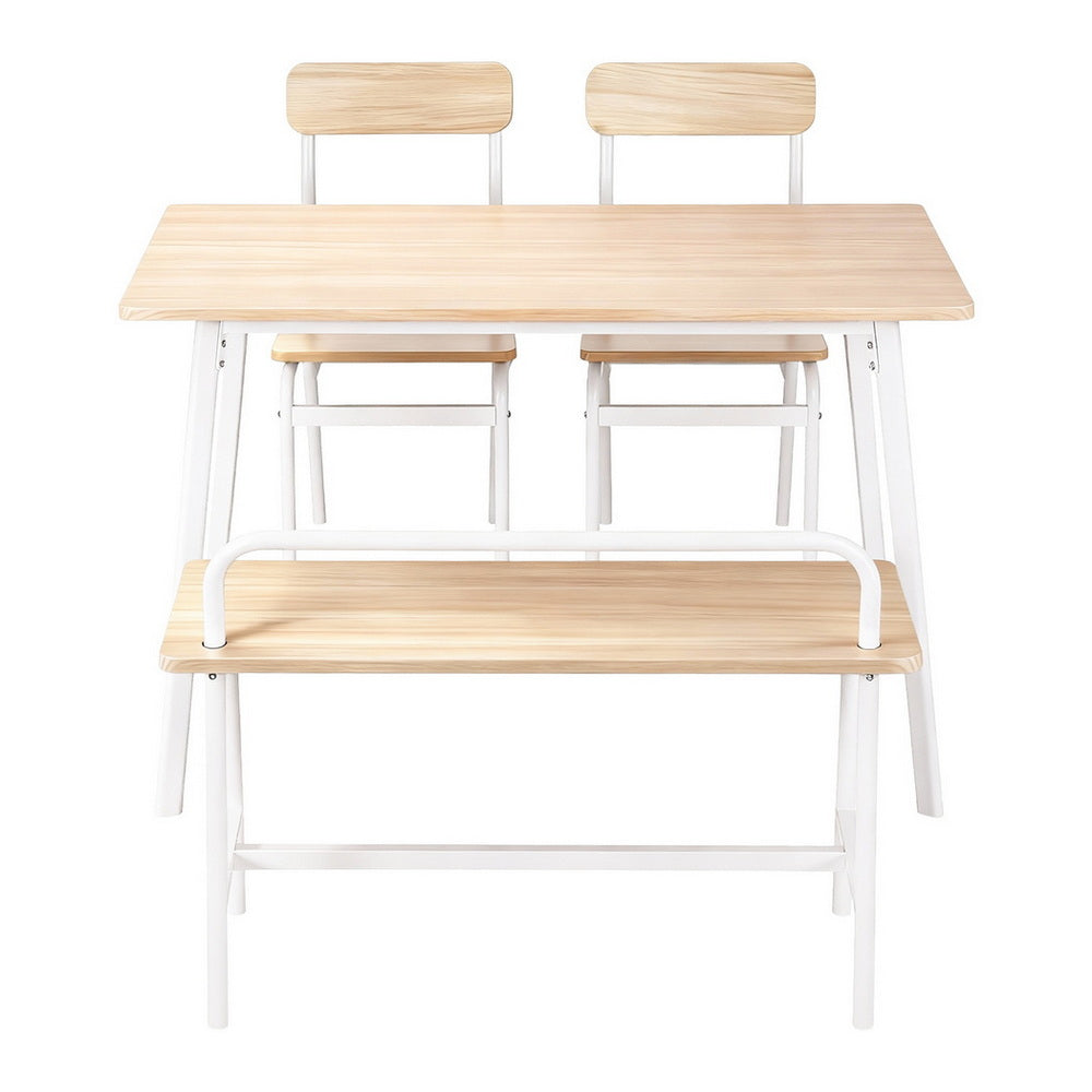 Artiss Dining Table and Chairs Set of 4 Bench Kitchen Furniture Natural and White - Image 3
