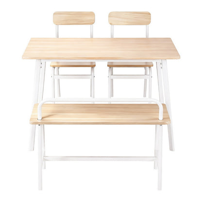 Artiss Dining Table and Chairs Set of 4 Bench Kitchen Furniture Natural and White - Image 3