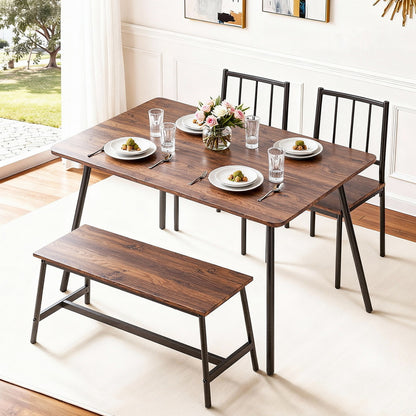 Artiss Dining Table and Chairs Set of 4 Bench Kitchen Furniture Rustic Brown - Image 7