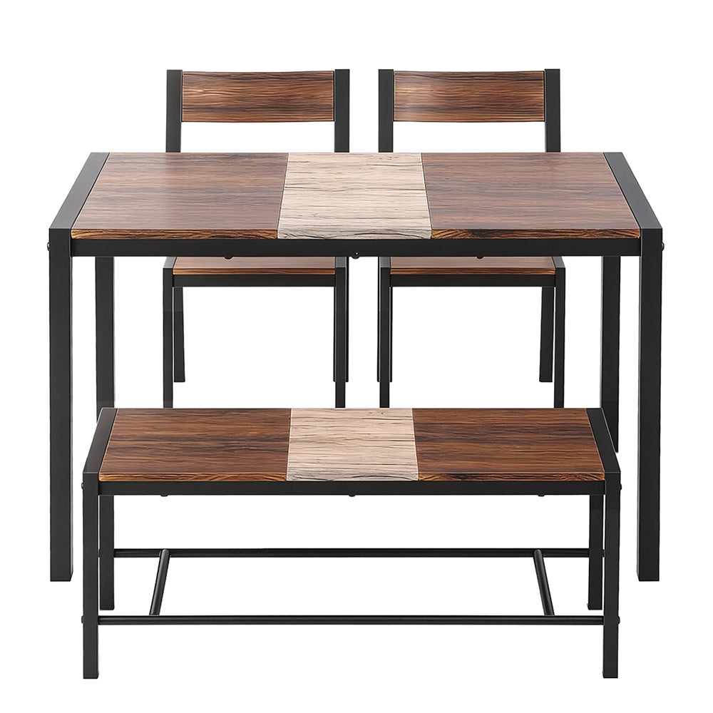 Artiss Dining Table and Chairs Set of 4 Bench Kitchen Furniture Rustic Brown - Image 3