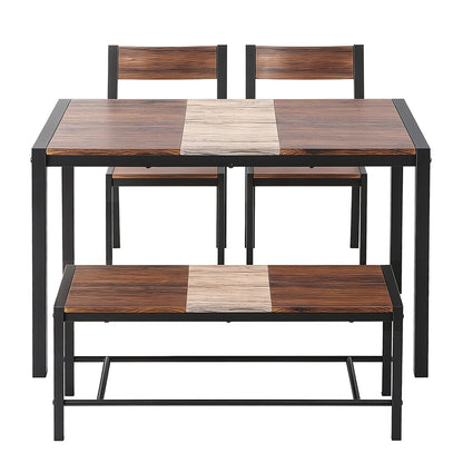 Artiss Dining Table and Chairs Set of 4 Bench Kitchen Furniture Rustic Brown - Image 3