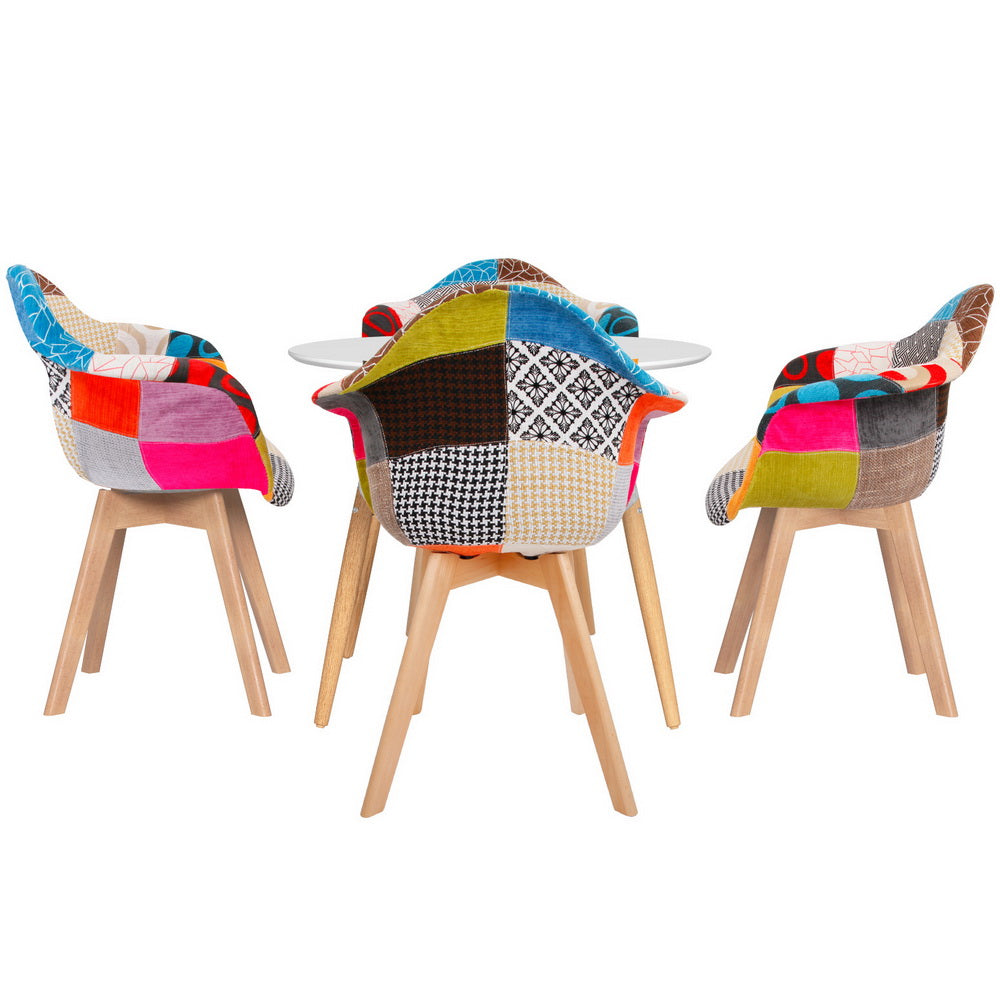 1 Artiss Dining Table and 4 Chairs Set DSW White - Image 3
