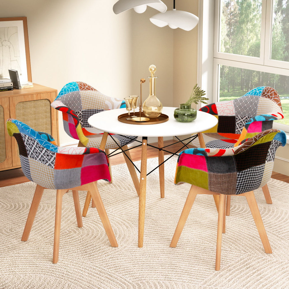 1 Artiss Dining Table and 4 Chairs Set DSW White - Image 7