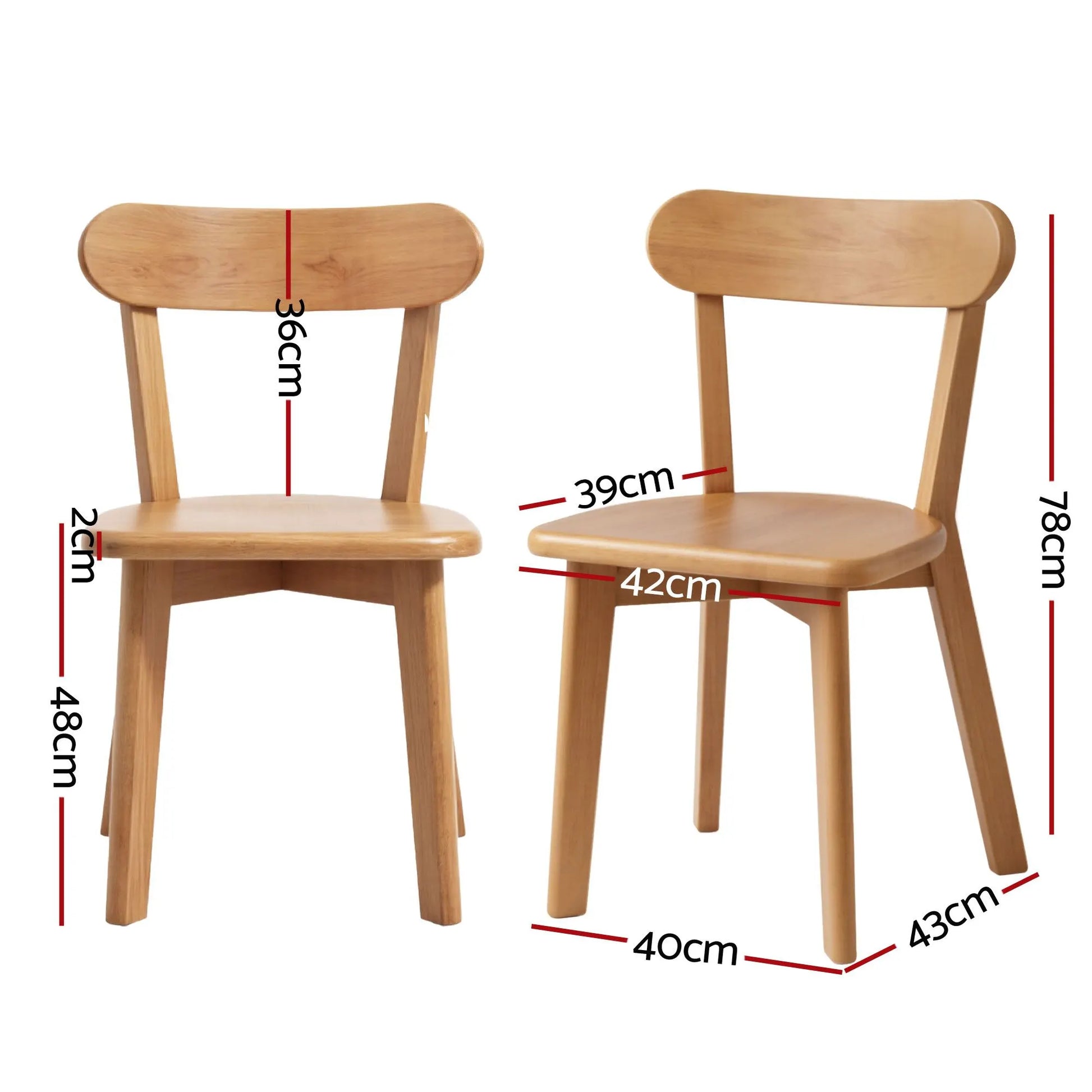 1 Artiss Dining Table and 4 Chairs Set Natural Timber - Image 3