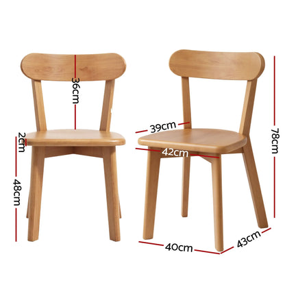 1 Artiss Dining Table and 4 Chairs Set Natural Timber - Image 3