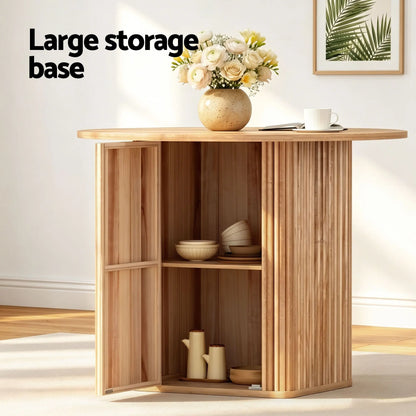 1 Artiss Dining Table and 4 Chairs Set Natural Timber - Image 5