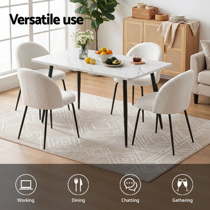 1 Artiss Dining Table and 4 Chairs Set White Marble Style - Image 4