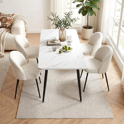 1 Artiss Dining Table and 4 Chairs Set White Marble Style - Image 7