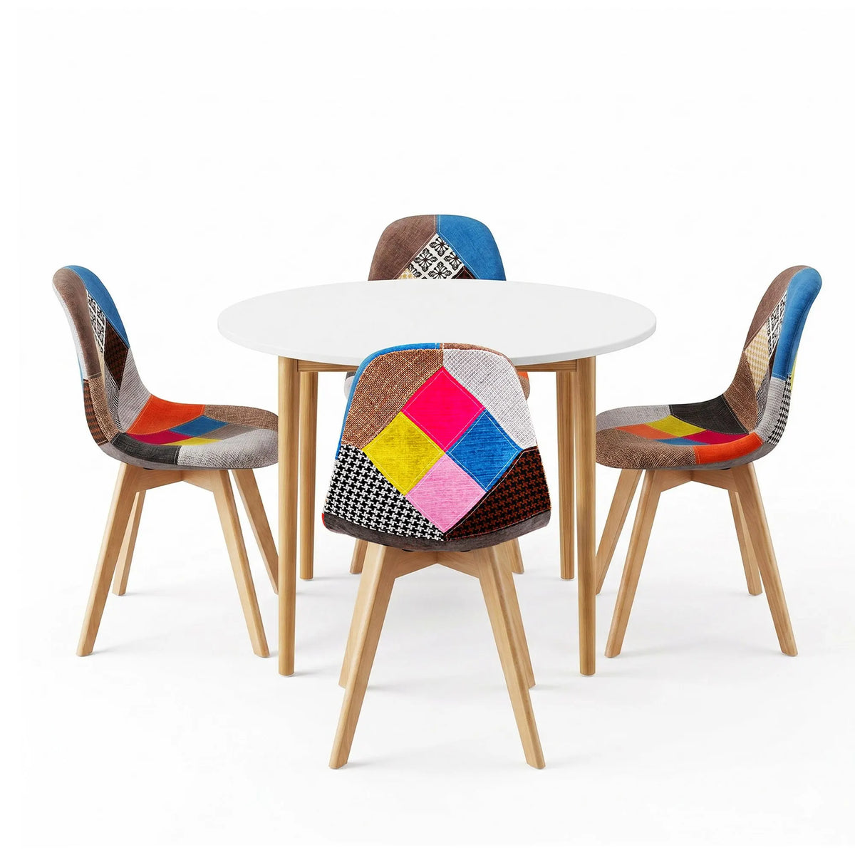 1 Artiss Dining Table and 4 Fabric Eiffel Chairs Set White - Image 3