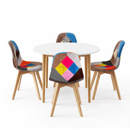 1 Artiss Dining Table and 4 Fabric Eiffel Chairs Set White - Image 3