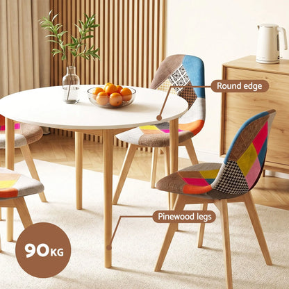 1 Artiss Dining Table and 4 Fabric Eiffel Chairs Set White - Image 5