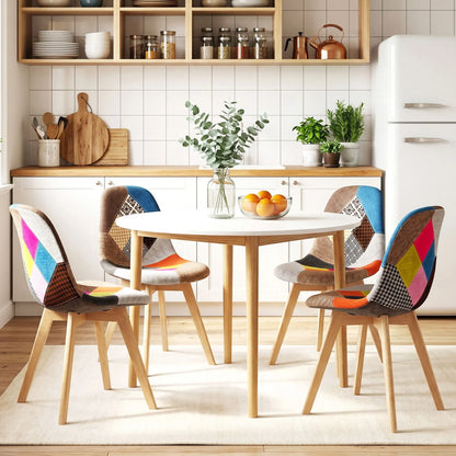1 Artiss Dining Table and 4 Fabric Eiffel Chairs Set White - Image 7