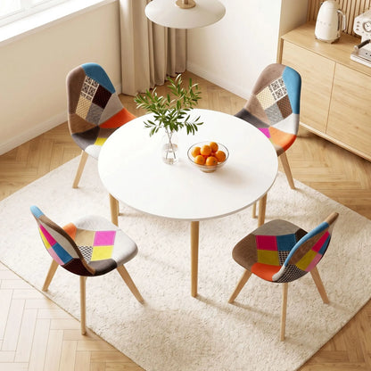 1 Artiss Dining Table and 4 Fabric Eiffel Chairs Set White - Image 8