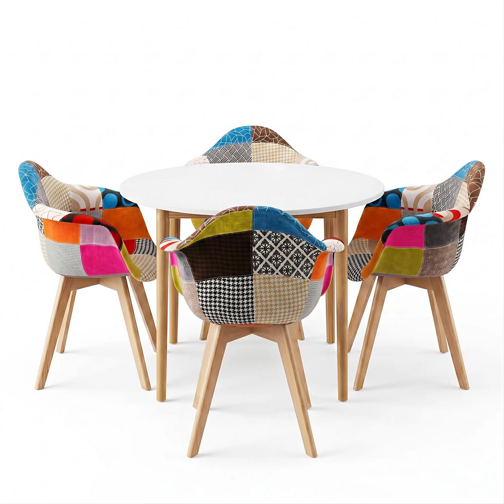 1 Artiss Dining Table and 4 Mid Century Chairs Set White - Image 3