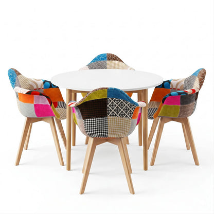 1 Artiss Dining Table and 4 Mid Century Chairs Set White - Image 3
