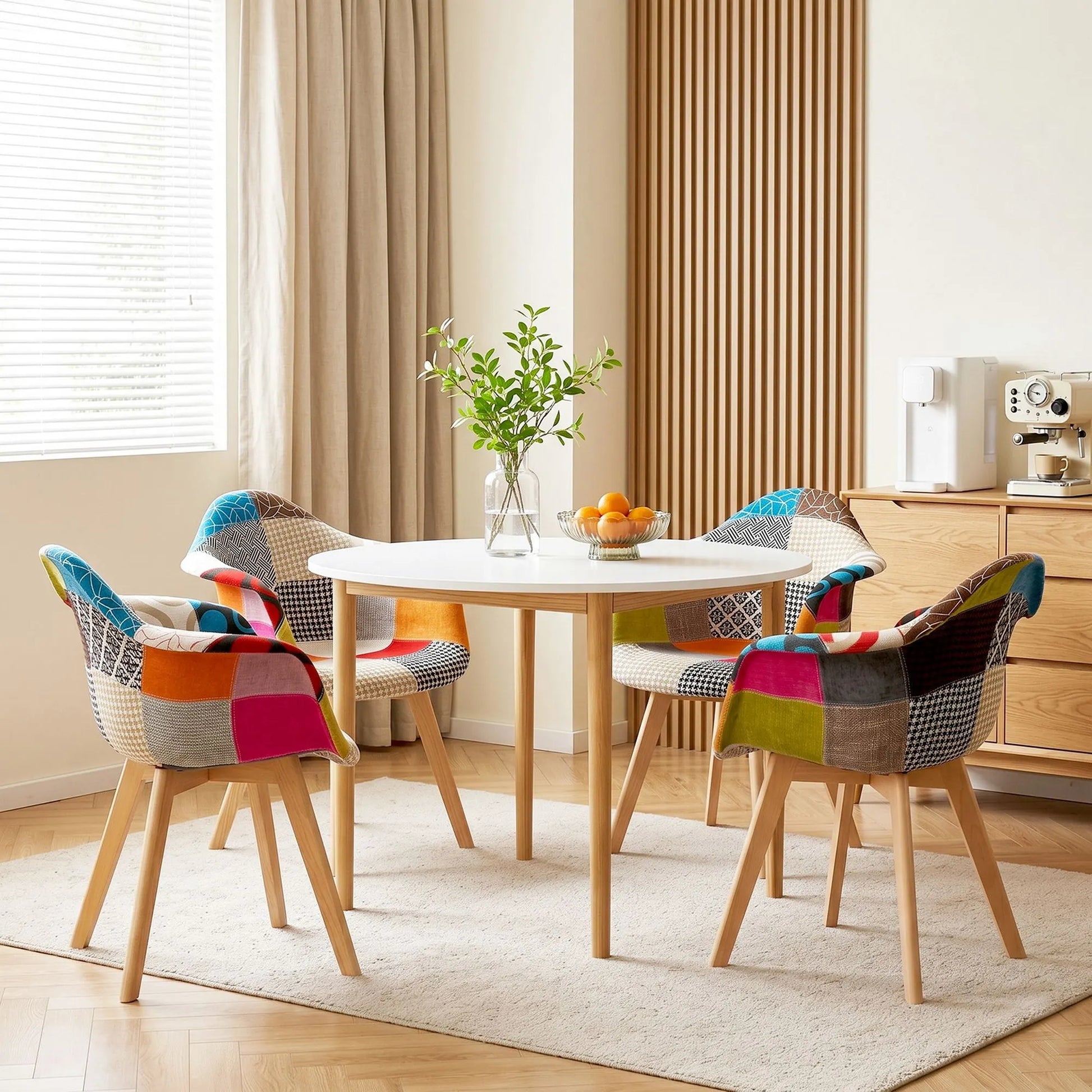 1 Artiss Dining Table and 4 Mid Century Chairs Set White - Image 4