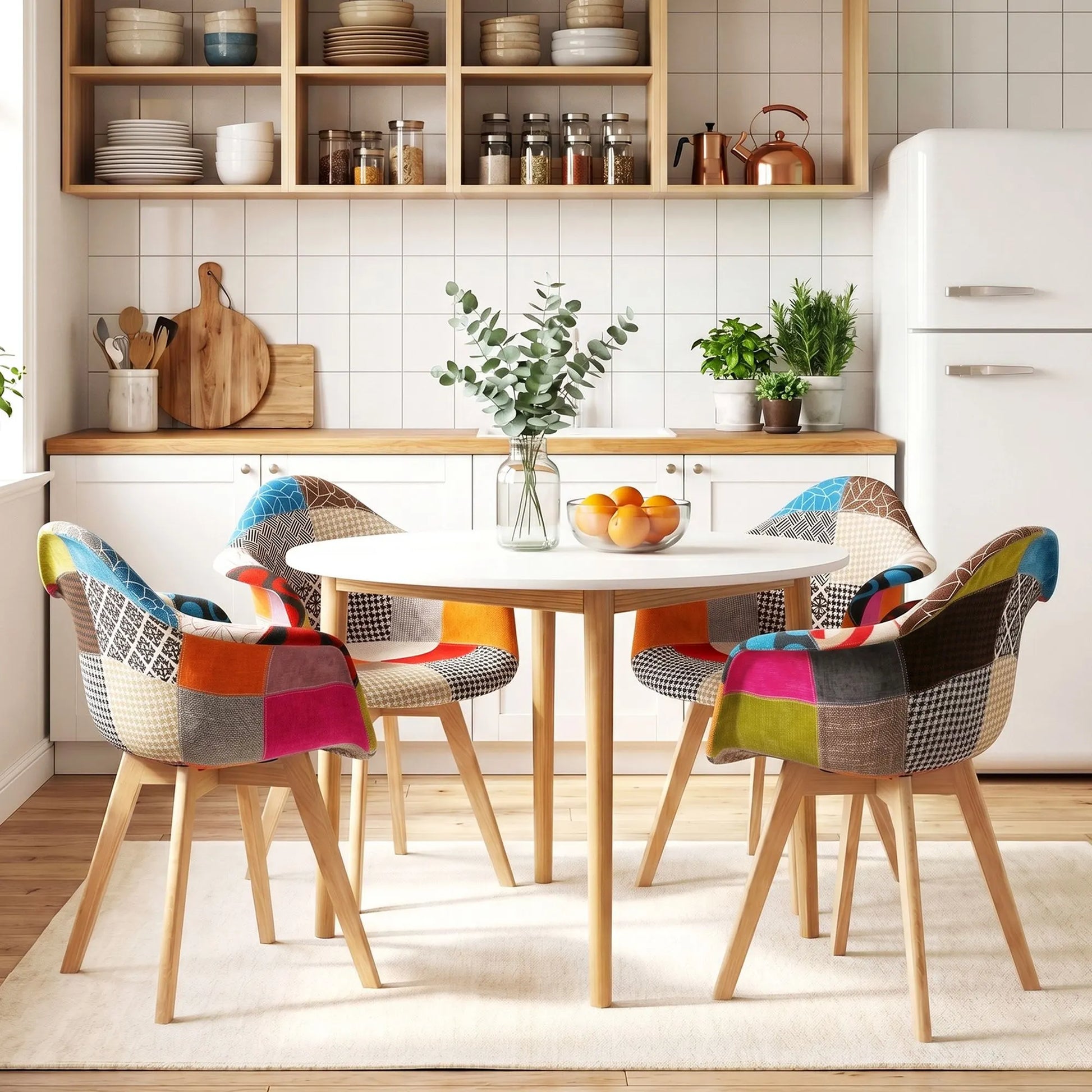 1 Artiss Dining Table and 4 Mid Century Chairs Set White - Image 7