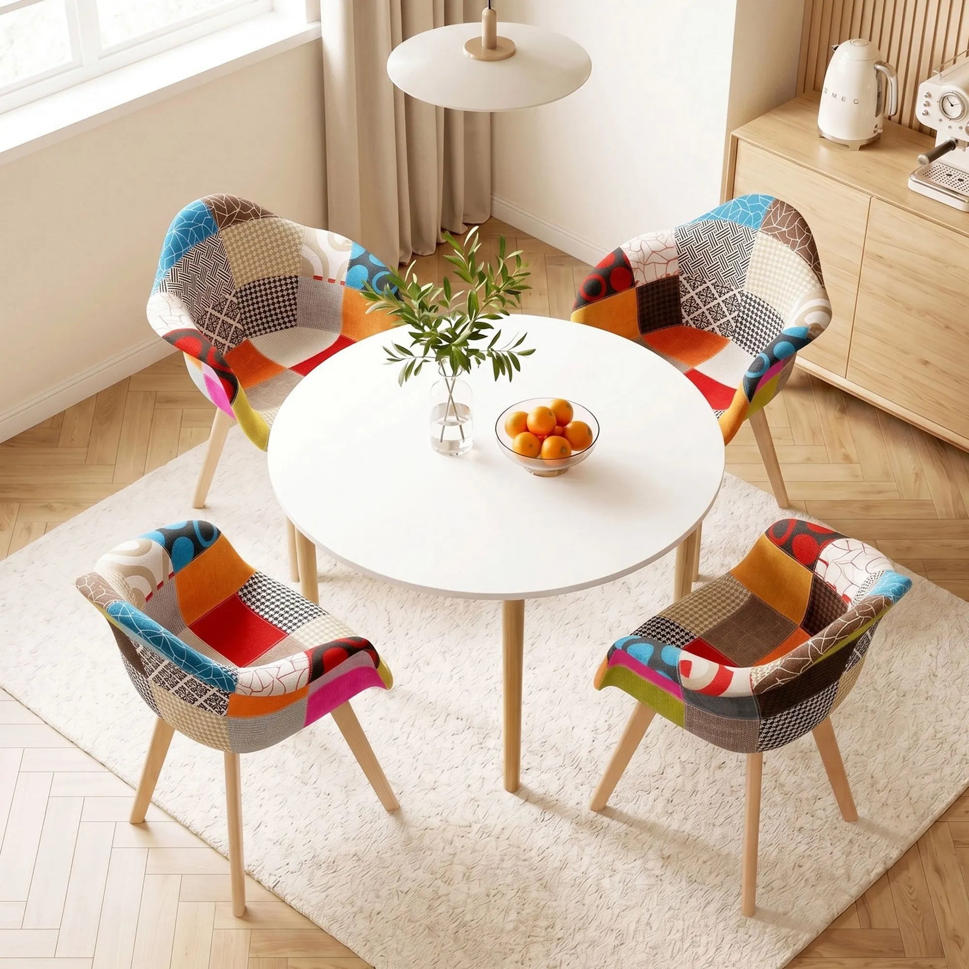 1 Artiss Dining Table and 4 Mid Century Chairs Set White - Image 8