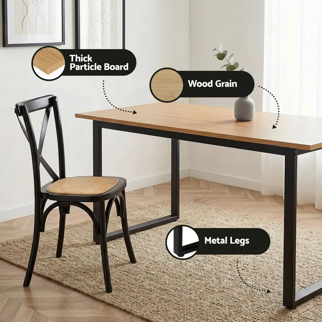 Artiss Dining Table and Chairs Set 5PCS Industrial 4 Black Rattan Chairs for Kitchen, Dining Room, Café  - Image 5