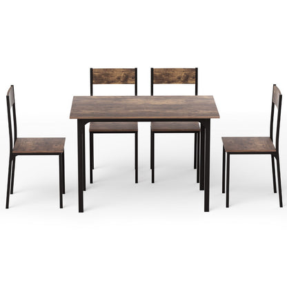 Artiss Dining Table and Chairs Set of 5 Compact Kitchen Furniture Rustic Brown - Image 3