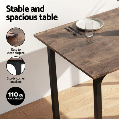 Artiss Dining Table and Chairs Set of 5 Compact Kitchen Furniture Rustic Brown - Image 5