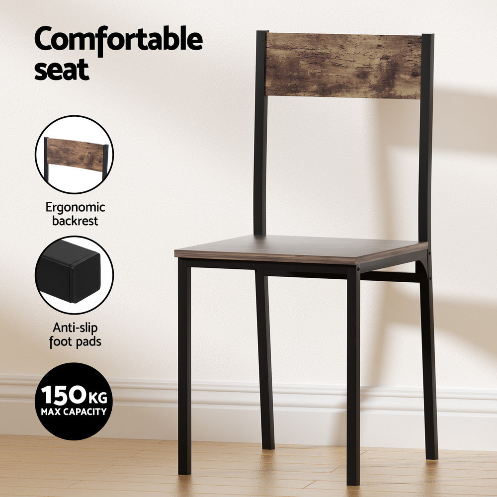 Artiss Dining Table and Chairs Set of 5 Compact Kitchen Furniture Rustic Brown - Image 6