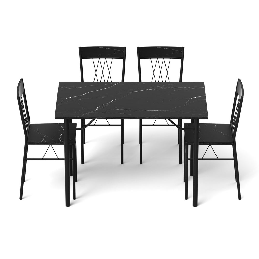 Artiss Dining Table and Chairs Set of 5 Compact Kitchen Furniture Marble Black - Image 3